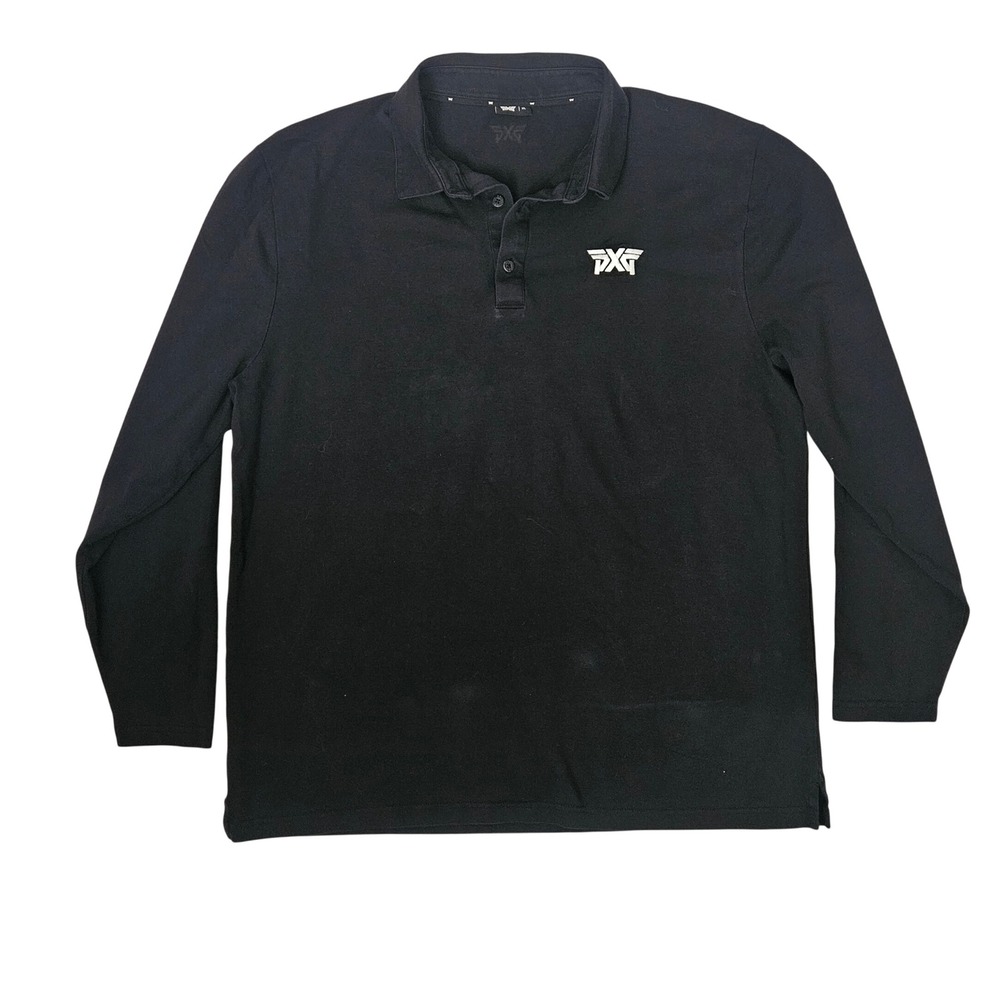 PXG Long‎ Sleeve Polo Shirt Mens XL Black Good Cotton Blend Stretch Performance